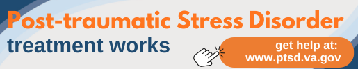 Post-Traumatic Stress Disorder treatment works orange and dark blue design